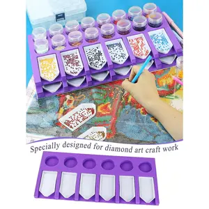 DIY Diamond Painting Accessories Pallet Organizer, 6-Hole Purple Storage Pallet With 6 Small Pallets, Suitable For Adult Diamond Art Kit, Diamond Art Accessories Tool Kit, Diamond Art Storage Tray