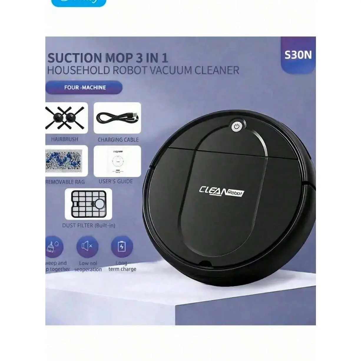 Three In One Vacuum Cleaner, Suitable For Floor Cleaning, Pet Hair Cleaning, Paper And Garbage Cleaning, Multi-Functional Robot Vacuum Cleaner, 1500Pa Suction, 150 Minute Battery Life, Powerful Cleaning Upgraded