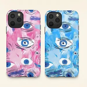 Blue Evil Eye Pattern Phone Case | Blue or Pink Phone Case for Iphone and Samsung Abstract Eye Design