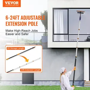 VEVOR Telescoping Pole, 6 to 24 FT Pole, Extension Multi-Purpose Pole, Sturdy Aluminum Alloy Paint Extendable Pole with Flip-Lock Design, Telescopic Pole for Painting, Dusting and Cleaning