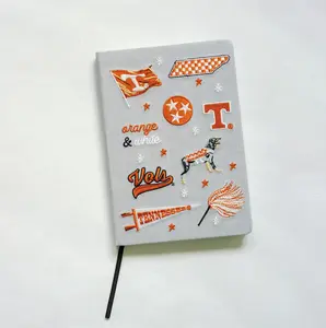 Embroidered Grey Hardcover Notebook 5.5x8 inch Linen Journal with Traditions Icons Lined Pages & Ribbon Bookmark Officially Licensed