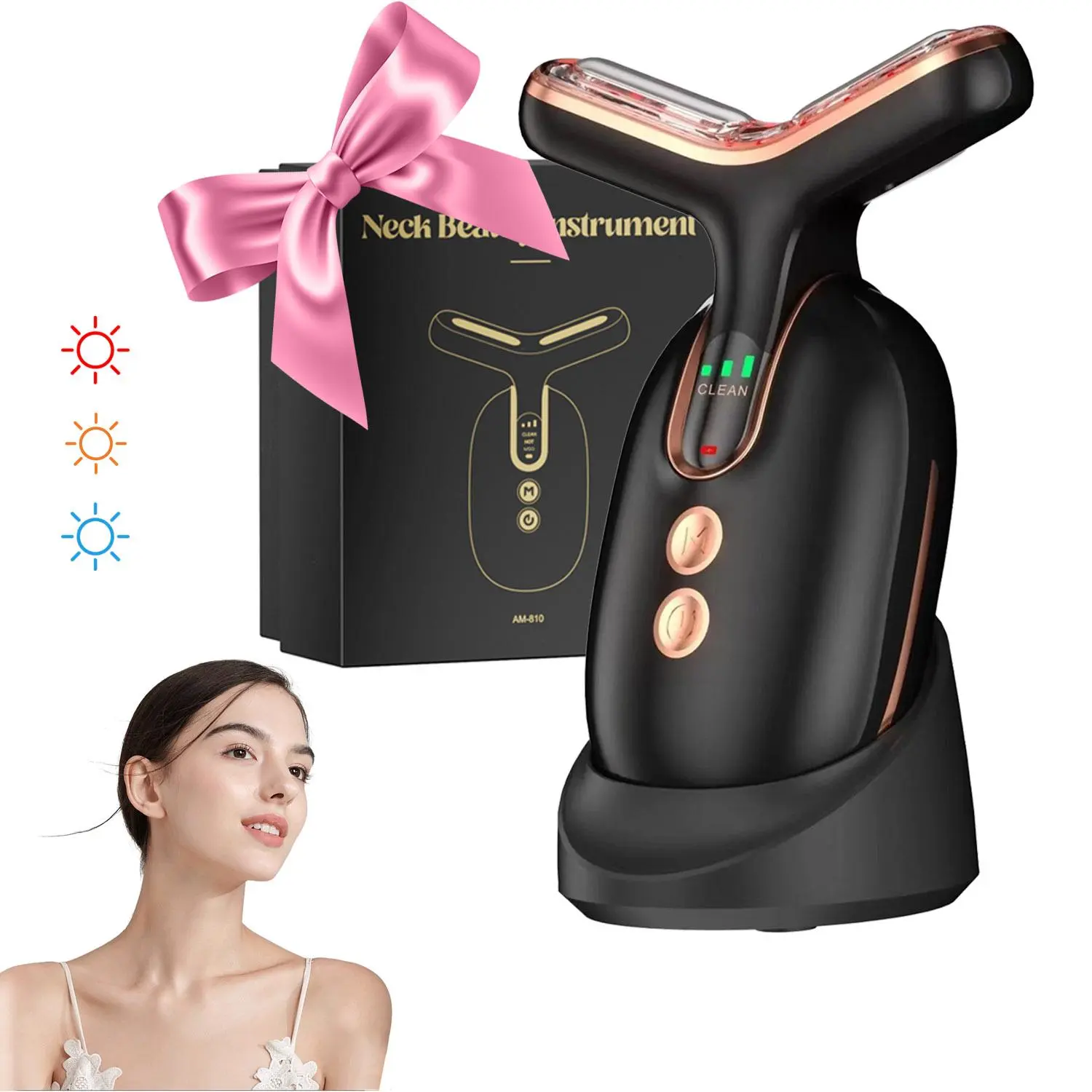 [Upgraded] Rechargeable Neck Meter, Multi-functional Face and Neck Skin Care Massage Tool, 3 Adjustable Modes, Hot Vibrating Massager, Women's Beauty Gift, Facial Beauty Machine, Facial Beauty Massagers, Facial Skin Care