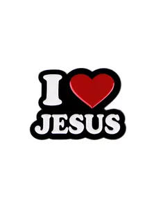 I Love Jesus Cartoon Quote Brooch Pin, Durable Metal Pins, Unique English Badge Accessory, Perfect Gift for All Occasions, Casual Style, All Seasons