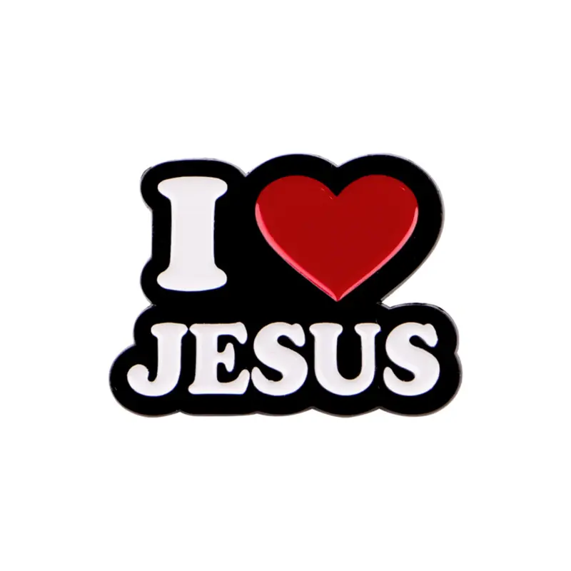 I Love Jesus Cartoon Quote Brooch Pin, Alloy Brooch Pin, Durable Metal Pins, Unique English Badge Accessory, Perfect Gift for All Occasions, Casual Style, All Seasons