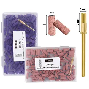 80pcs/box 3mm Mini Sandpaper Strips Nail File with Metal Core Shaft, for Nail Polish Remover Gel Dead Skin Callus, Salon & Personal Use Gift