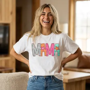 MAMA letter patchwork tshirt