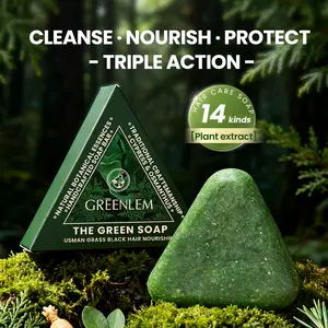 GREENLEM Nature Triangle Shampoo Bar - Calming & Strengthens Hair for Women & Men - 14 Plant Extracts - Cleanse Nourish Protect - Chinese Lifestyle Hair Care based hair products Triple Action Nourishing