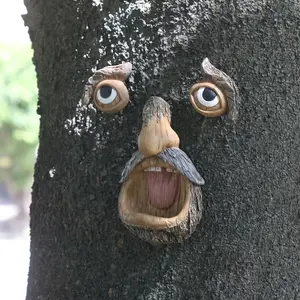 Creative Face Design Tree Ornament, 1 Set Tree Face Resin Decoration Craft, Tree Decor for Outdoor Garden Decoration