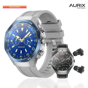 F33 Smart Watch for Men with Built in Earbuds Bluetooth Calling 139 Inch HD Round Display Heart Rate Sleep Blood Oxygen Tracking Daily Office Wear Business Tech Style Fitness Tracker