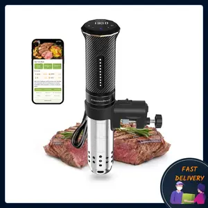 KitchenBoss Wifi Sous Vide Machine: Ultra-quiet Precision Sous-vide Cooker Immersion Circulator APP Control, IPX7 Waterproof Stainless Steel 1100W Professional Low Temperature Cooking Machines, Black