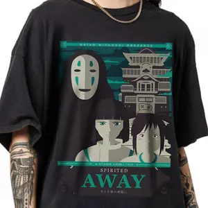 Spirited Away Postal T-Shirt, Studio Ghibli Anime Cotton Tee, Howls Moving Castle Shirts, Xmas Gift