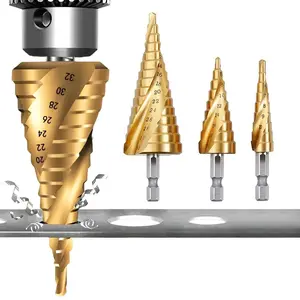 Step Drill Bit, 4-12mm/4-20mm/4-32mm HSS Step Drill Bit Set for Wood, Drill Bits Set, Power Tool Accessories for Drilling, Home & Office Power Tool Accessories