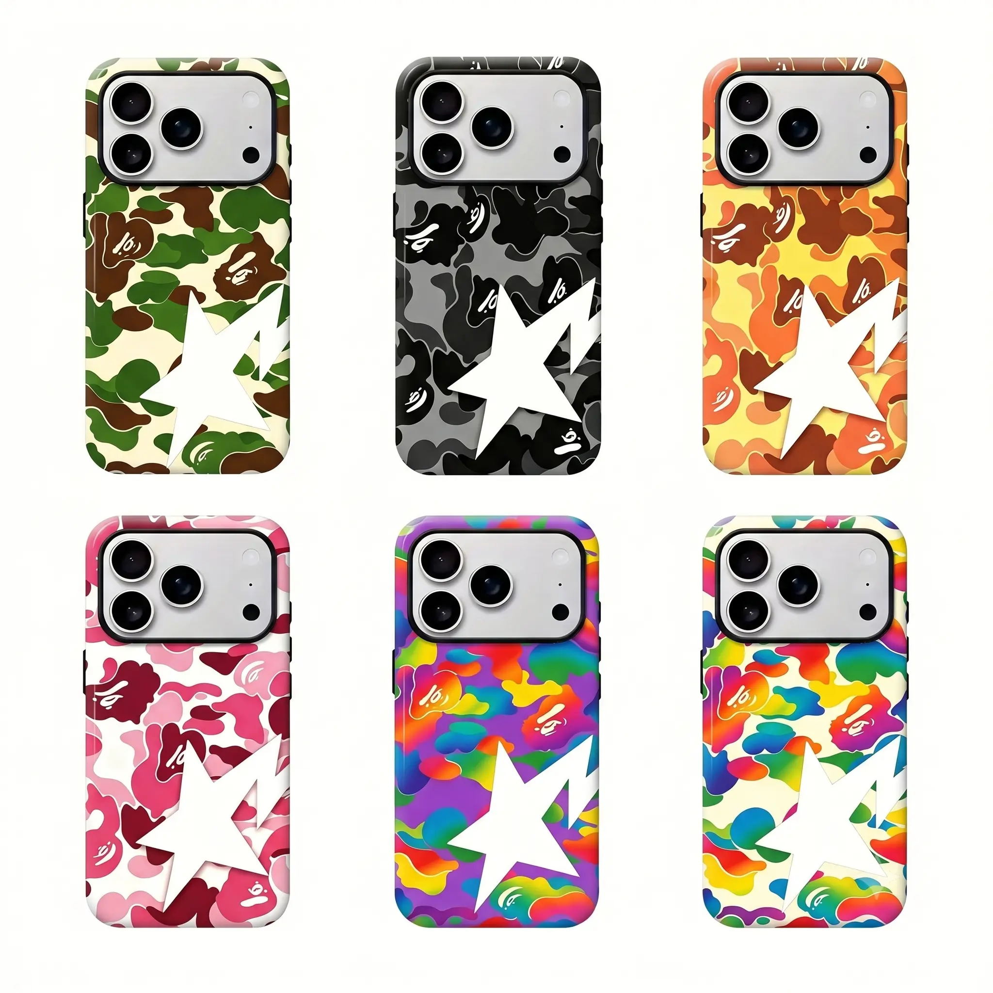 Bape Camo Streetwear Smartphone Case - Handheld, Button-Protective, Cellphone Protection for iPhone 11-17 Pro Max/Plus, Samsung Galaxy S23-25, Casing