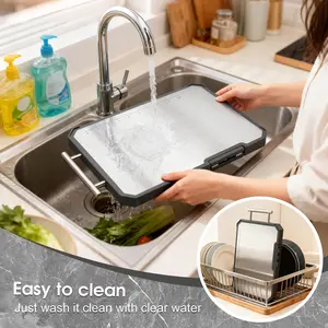 Koalare Pure Titanium Rectangle Chopping Board – Bacteria-Free, Food-Grade, Non-Toxic Rectangular Kitchen Board with Dual-Sided Design, Cutting Tool Protection, Sharpening Tool, Graduated Lines, Grinding Area, Bacteria-Free Chopping Boards, Food-Grade Cho