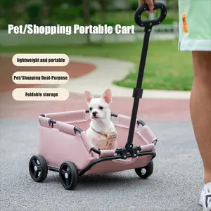Pawzseek Premium Pet Travel Cart for Small Dogs Cats 360° Swivel Pull Rod 4 Wheels Easy Maneuver Foldable Carrier