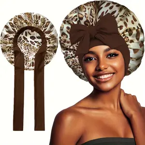 1Pcs Falote Double-Layer Silk Sleeping Bonnet for Curly Hair Frizz Control & Heatless Styling with Adjustable Band Protect Curls Eliminate Frizz Adjustable Double-Layer Silk Bonnet for Overnight Hair Care