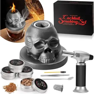 THE WELL KEPT Cocktail Smoker Kit with Torch, Whiskey  Infuser Kit with Gift Box, Bourbon Whiskey Set Gift for Men,Skull old Fashioned  Kit for Your Friends, Husband, Dad.(No Butane)