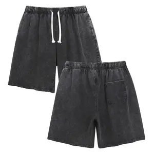 1/2/3Pack Acid Wash Shorts Womens Athletic Vintage Short Acid Washed Shorts Cotton Heavyweight Elastic Waist Streetwear Sweatpants Unisex Design, Perfect for Men & Women