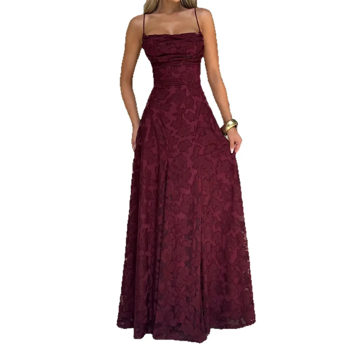 Women's Elegant Formal Dress, Oceanic Print A-Line Spaghetti Strap Maxi Gown for Prom & Bridgerton Parties, Formal Dresses, Elegant Dresses For Women