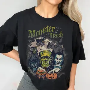 Retro Halloween Shirt, Monster Mash tshirt, Vintage Frankenstein Dracula Halloween Shirt, Monster Tee, Retro Shirt Halloween