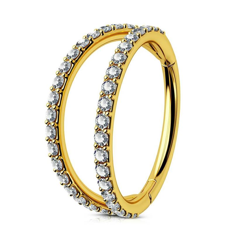 Oufer Titanium 18G Double Nose Hoop Ring Hinged Segment