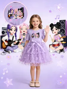 K-Pop Girl Group Print Dress, Princess Party Dance Dress, Butterfly Mesh Skirt, Dreamy Elegant Design, Perfect for Camping, Travel, Birthday, Parties