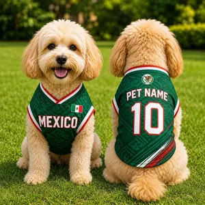 Personalized Mexico Pet Soccer Jersey, Custom Dog Cat Football Shirt, Name Number Puppy Sportswear