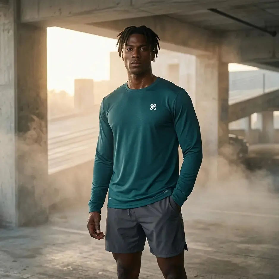 Men's Athletic Fit Long Sleeve T-Shirt - Lightweight Polyester Knit with Sun Protection for Casual and Athletic Wear, Drip Dry, Ideal For Printing, Fitted, Running, Round Neck, Slight Stretch, Upper Body, Anti-Odour, Yume, Polyester Clothes, Gym Training