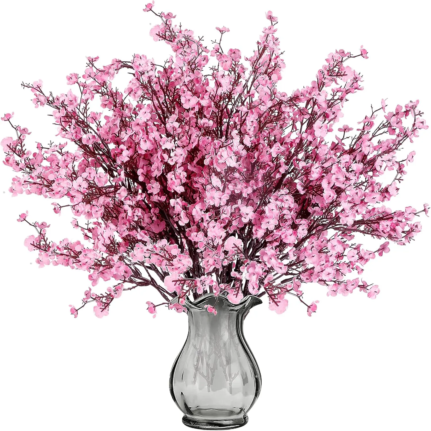 10-Count Real Touch Silk Gypsophila Bouquets, Plastic Decorative Flower Ornaments for Home Wedding Room Decor DIY Floral Arrangements (Pink)