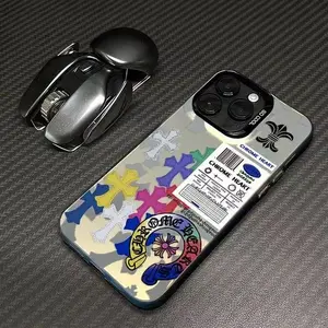Suitable for iPhone 17 16 15 14 13 12 11 premium cross shaped phone case, iPhone 16 15 plus cross shaped shock resistant male and female phone case Protection Silicone Black