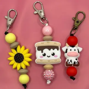 Zipper Pull Add-On Keychain - Fun Designs with Colorful Beads and Character Silhouettes