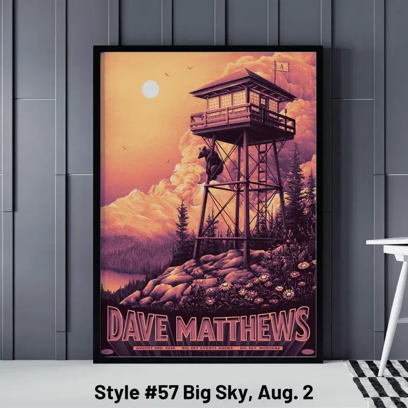 Dave Matthews Band All Gig Posters, DMB Big Sky Events Arena Montana August 1 Poster, Dmb Bank of New Hampshire Pavilion July 22 Poster, Paper, Graphic Print