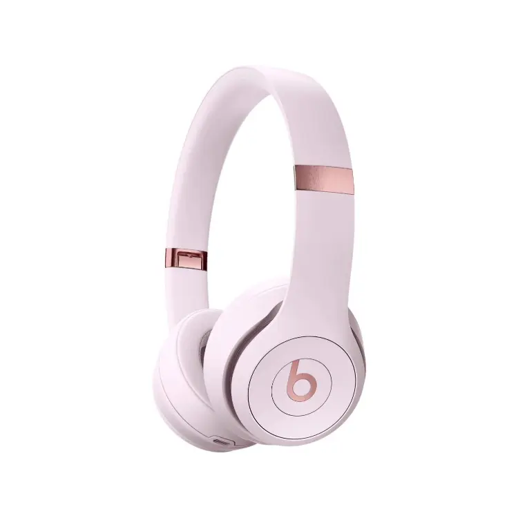 Beats By Dre Solo 4 Bluetooth Wireless On-Ear Audio Headset - Noise-Reducing, Custom, Android-Compatible, Cloud Pink, Plush All-Day Fit, Electronic Wireless Headphones with Charging Function