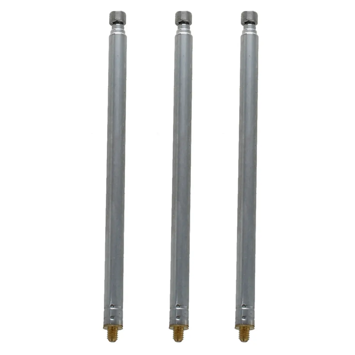3pcs Silver Tone Telescopic Whip Antenna for Automotive & Motorcycle FM Radio TV, 13.6 Inch (345mm), US Compatible Remote-Ready Accessory
