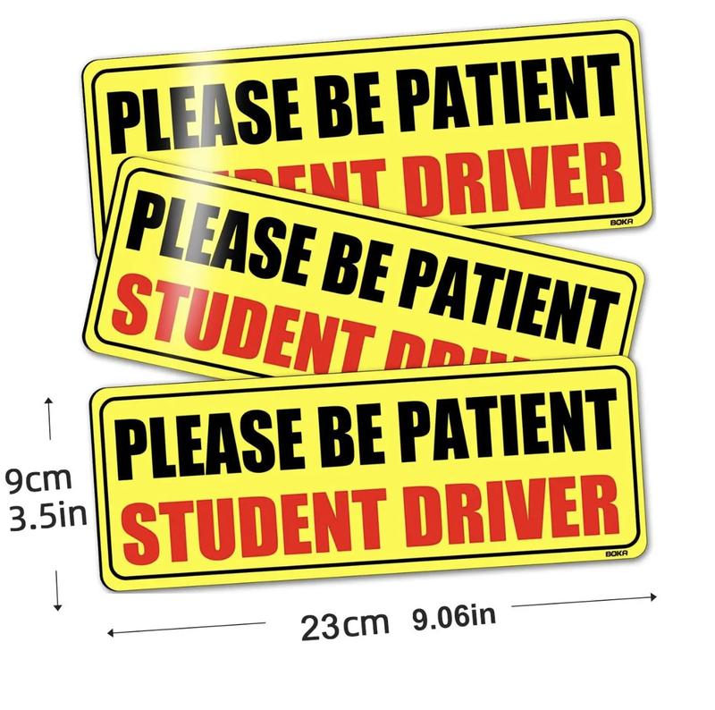 New Driver Magnet for Car, Please Be Patient Student Driver Magnet, New Driver Magnet Safety Warning, Magnetic Reflective Rookie Driver Bumper Sticker