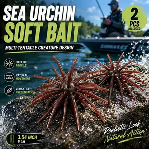 2/3 PCS Sea Urchin Soft Bait, Sea Urchin Bait With Lifelike Multi-Tentacle Design, Floating Urchin Baits for Bass Fishing, Finesse Creature Lure for Bass Trout Crappie Freshwater Fishing