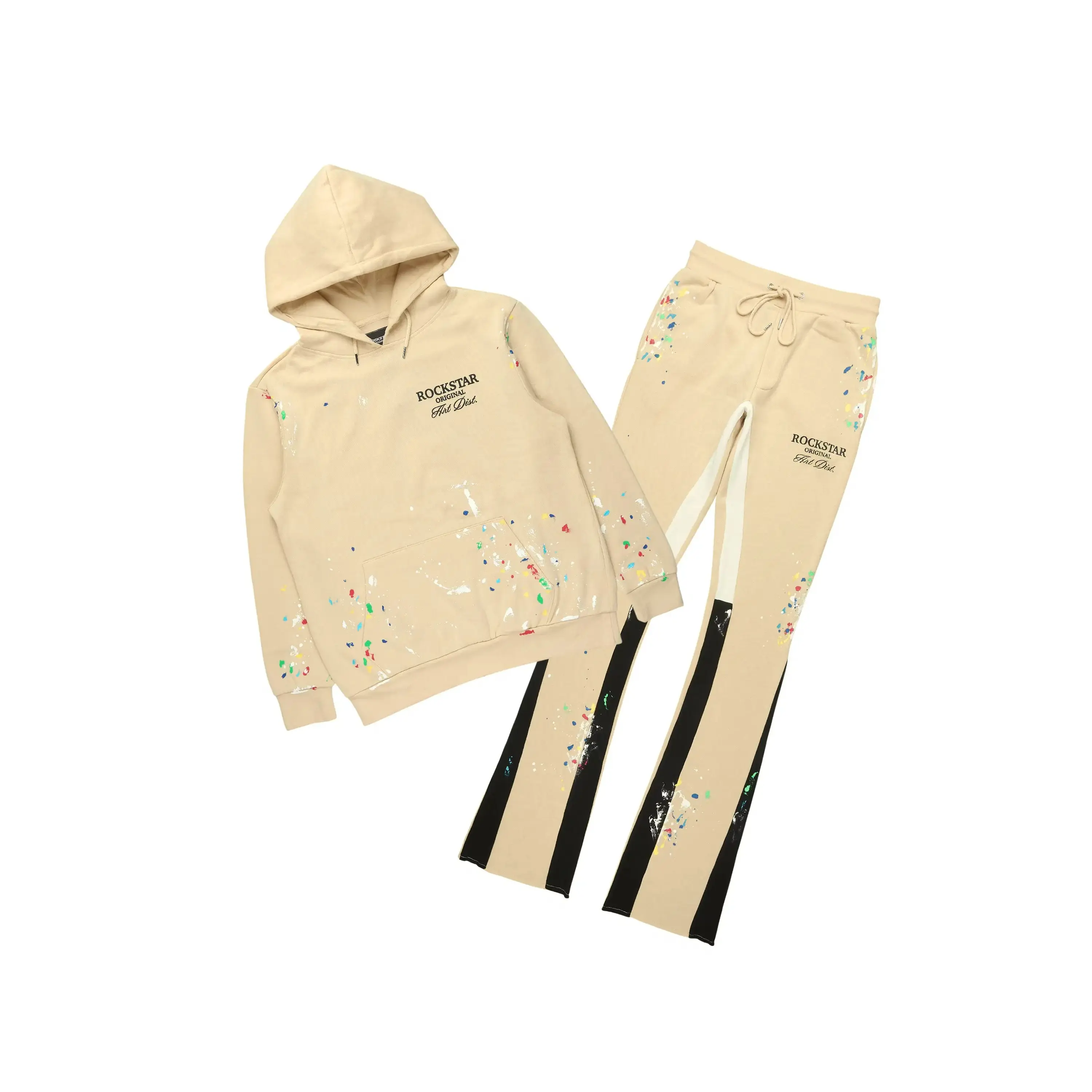 Art Dist 2.0 Beige/Multi Hoodie/Stacked Flare Track Set