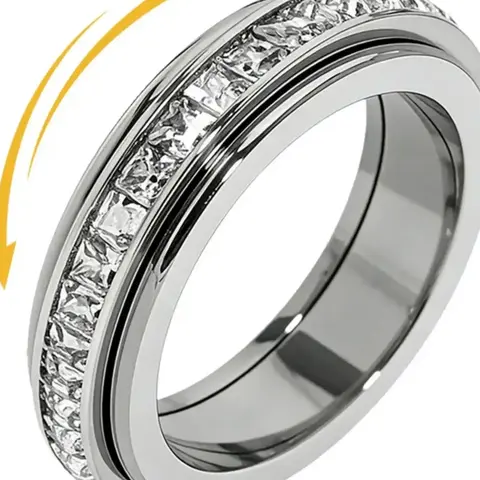 Unisex Rotatable Moissanite Ring, Titanium Steel Stress Relief Anxiety Ring, Size 6-11, Anti-Anxiety Jewelry, Comfortable to Wear