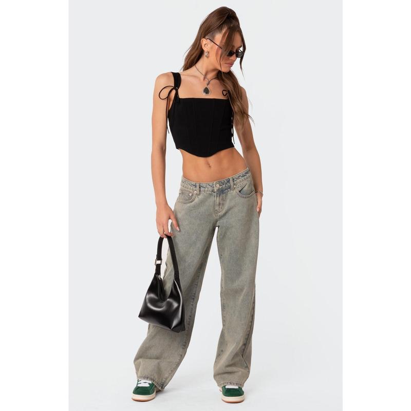 Magda Acid Wash Low Rise Baggy Jeans