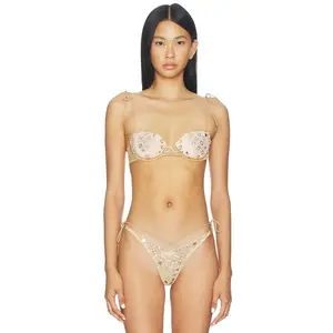 For Love & Lemons Dazzle Me Underwire Bra in Gold