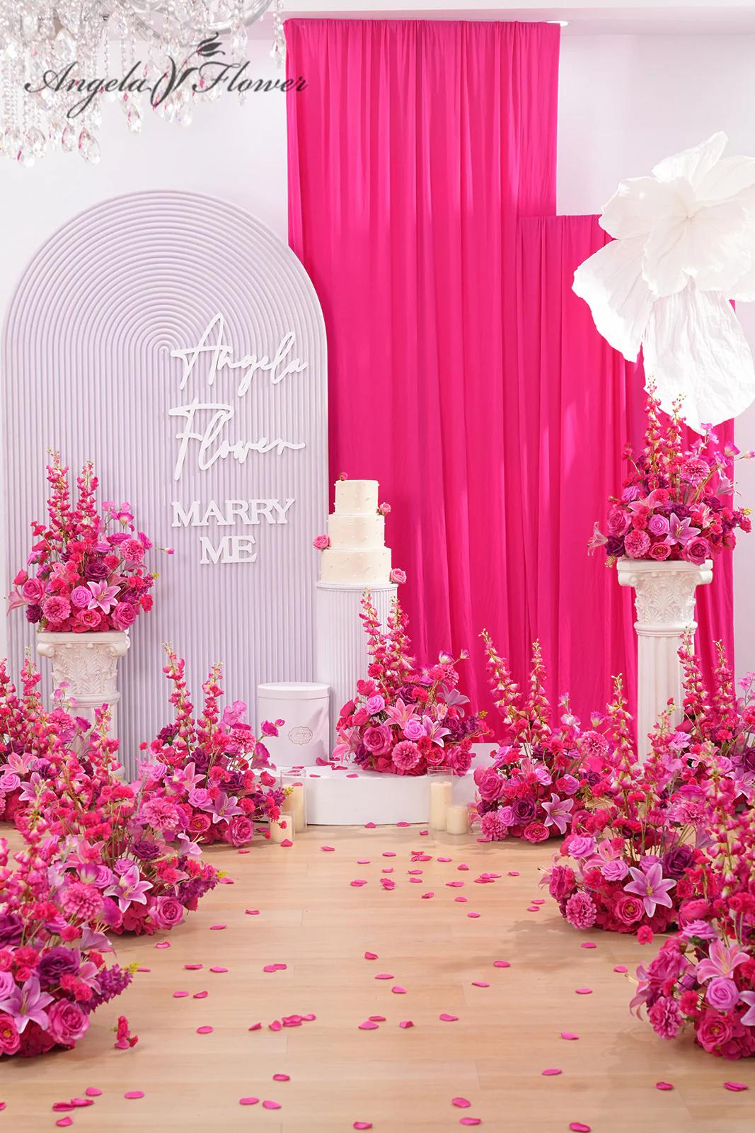 A8971 2pcs Hot Pink Floor Flower Table Centerpieces Wedding Event Supplies
