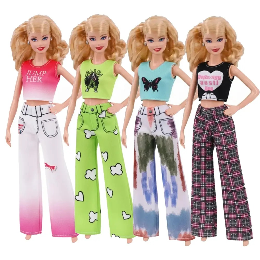 Handmade Fashion Clothing Set for 11.5 Inch Dolls, Y2K Style Casual Top and Pants, Perfect Christmas Birthday Gift, Stylish Doll Clothes