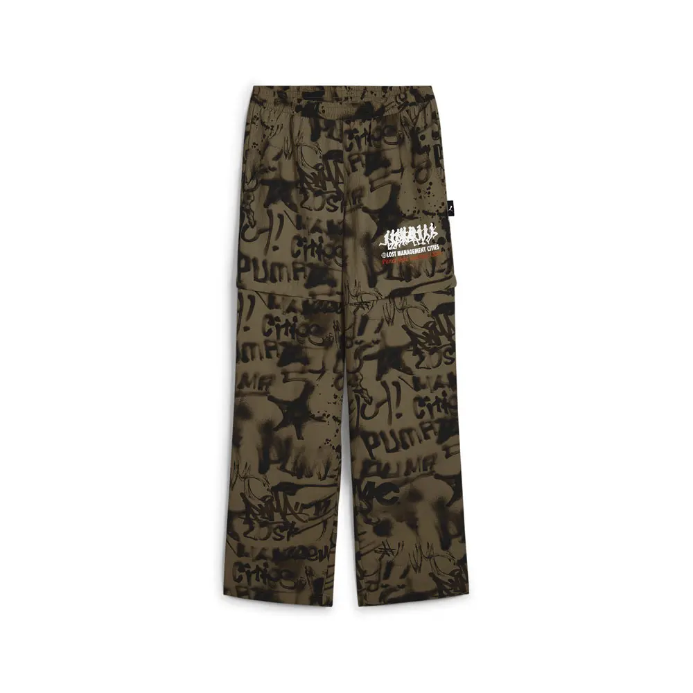 PUMA Mens X Lost Management Cities All Over Print Mid Rise Pants Casual - Green