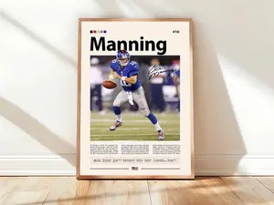 [Sale Off To 40%] [UNFRAMED] Eli Manning Poster, Football Athlete Sports Wall Art Decor