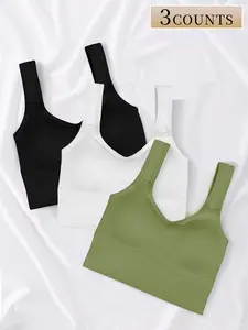 Women's Solid Color Sports Bra, Breathable Comfortable High Stretch Sports Bra, Ladies Sportswear for Indoor Outdoor Wear, Gym Clothing
