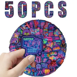 K-POP Korean Music Sticker – 50 Neon Effect Unique Vinyl Stickers for Fans, Laptops, and Journals,Skateboard Bike Bumper Car Guitar Water Bottle Luggage