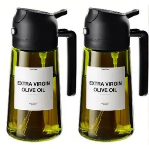 Premium 2-in-1 Olive Oil Dispenser & Sprayer for Kitchen, 16oz Glass Oil Bottle for Cooking, Salad, Air Fryer, BBQ & Grilling — Food-Grade Oil Sprayer for Healthy Meal Prep, Precise Control, Multi-Color Design,Perfect Kitchen Utensil & Gadget for Home Use
