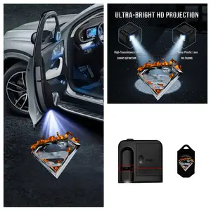 2PCS Marvel Superman Logo Car Door Welcome Light, No-Drill Projector Ambient Lamp, Universal Fit for Most Cars, Car Styling Upgrade Accessory