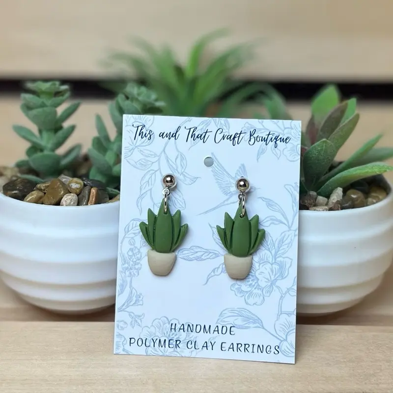 Succulent Polymer Clay Earrings