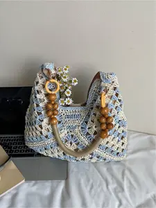 Lazy style woven bag, grass woven bag, women's large capacity Bohemian style beach vacation bag, beach bag, travel outdoor commuting bag